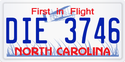 NC license plate DIE3746
