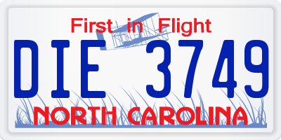 NC license plate DIE3749