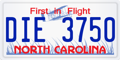 NC license plate DIE3750