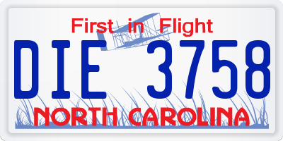 NC license plate DIE3758