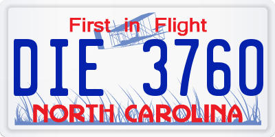 NC license plate DIE3760
