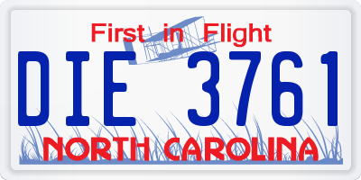 NC license plate DIE3761