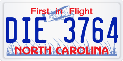 NC license plate DIE3764