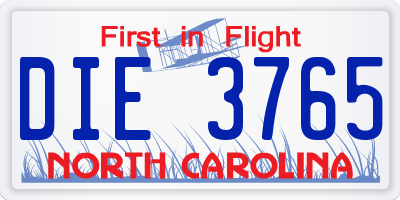 NC license plate DIE3765