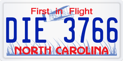 NC license plate DIE3766