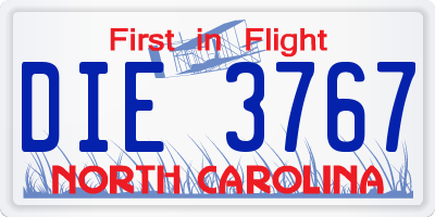 NC license plate DIE3767