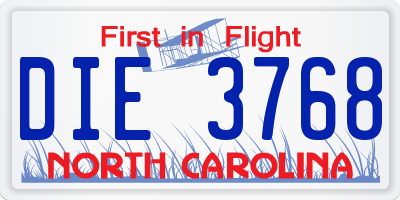 NC license plate DIE3768