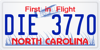 NC license plate DIE3770