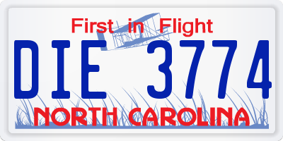 NC license plate DIE3774