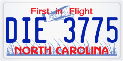 NC license plate DIE3775