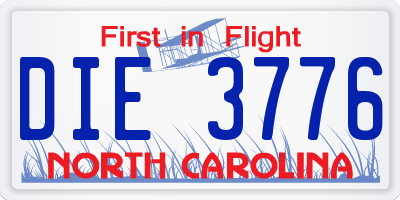 NC license plate DIE3776