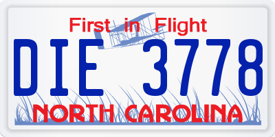 NC license plate DIE3778