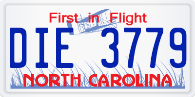 NC license plate DIE3779