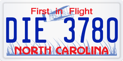NC license plate DIE3780