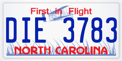 NC license plate DIE3783