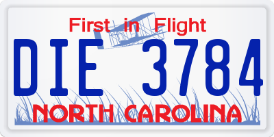 NC license plate DIE3784