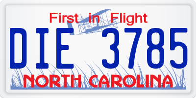 NC license plate DIE3785