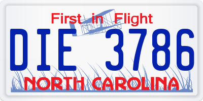 NC license plate DIE3786
