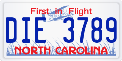 NC license plate DIE3789