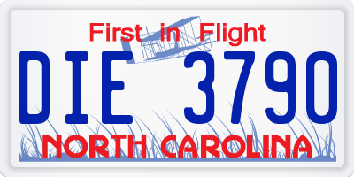 NC license plate DIE3790