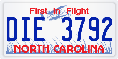 NC license plate DIE3792