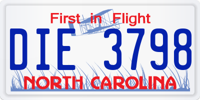 NC license plate DIE3798