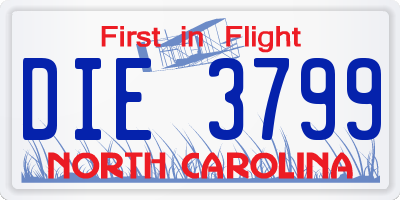 NC license plate DIE3799