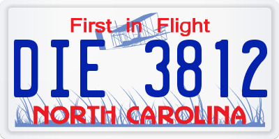 NC license plate DIE3812