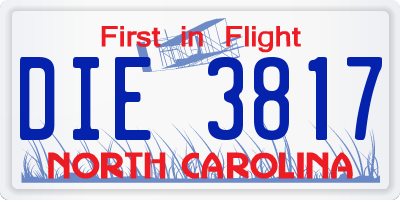 NC license plate DIE3817