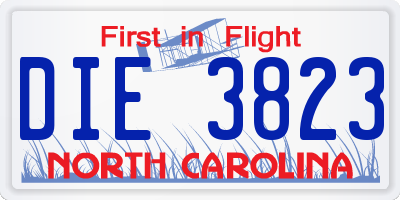 NC license plate DIE3823