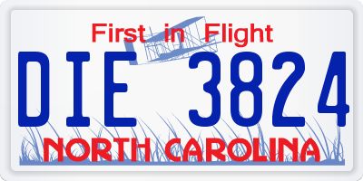 NC license plate DIE3824