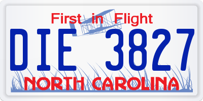 NC license plate DIE3827
