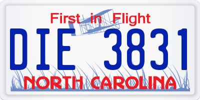 NC license plate DIE3831