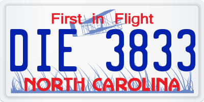 NC license plate DIE3833