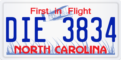 NC license plate DIE3834