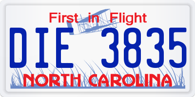 NC license plate DIE3835