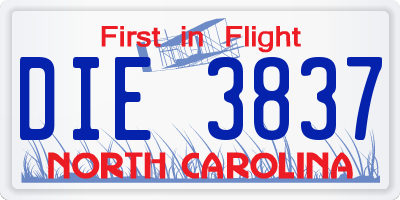 NC license plate DIE3837