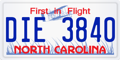 NC license plate DIE3840