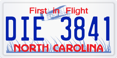 NC license plate DIE3841