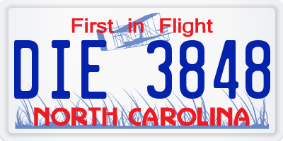 NC license plate DIE3848