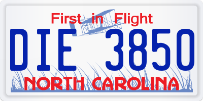 NC license plate DIE3850
