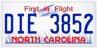 NC license plate DIE3852