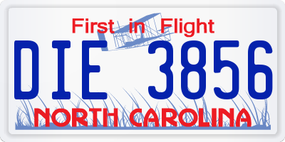 NC license plate DIE3856