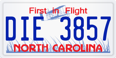 NC license plate DIE3857