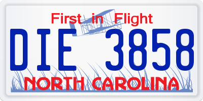 NC license plate DIE3858