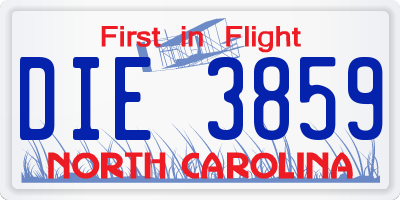 NC license plate DIE3859