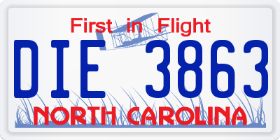 NC license plate DIE3863