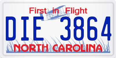 NC license plate DIE3864