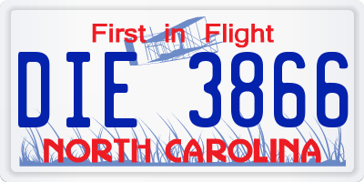 NC license plate DIE3866