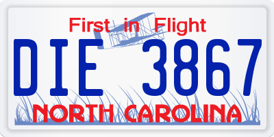 NC license plate DIE3867